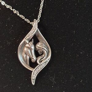 Sterling Silver Pendant of Girl with Horse on 18/2 inch Chain